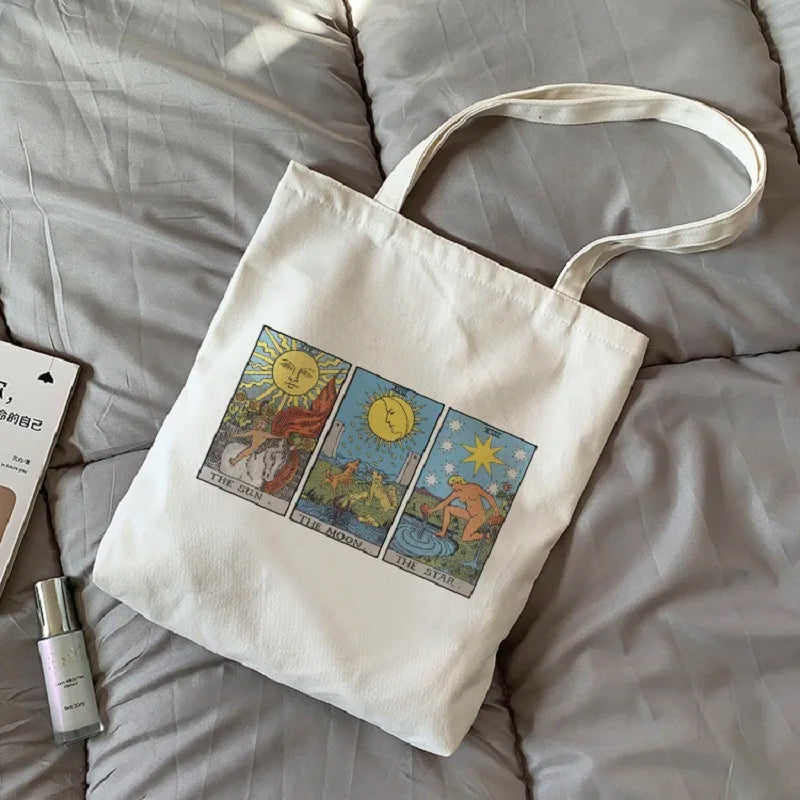 Sun God Vintage Female Canvas Bag Large Capacity Fun Cartoon Casual Shopping Bag