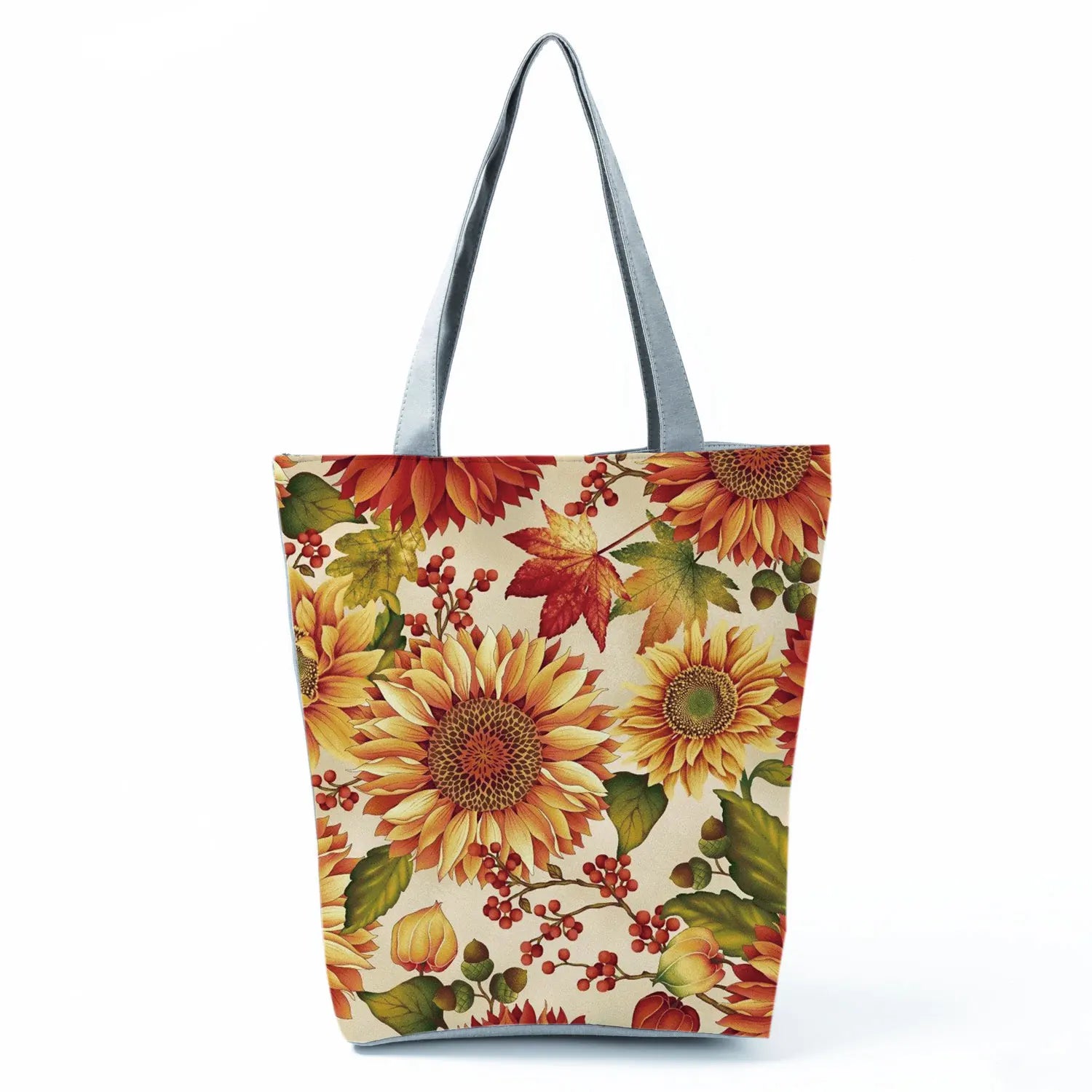 Sunflower Floral Printed Tote Bag Eco-Friendly Shopping Shoulder Bag