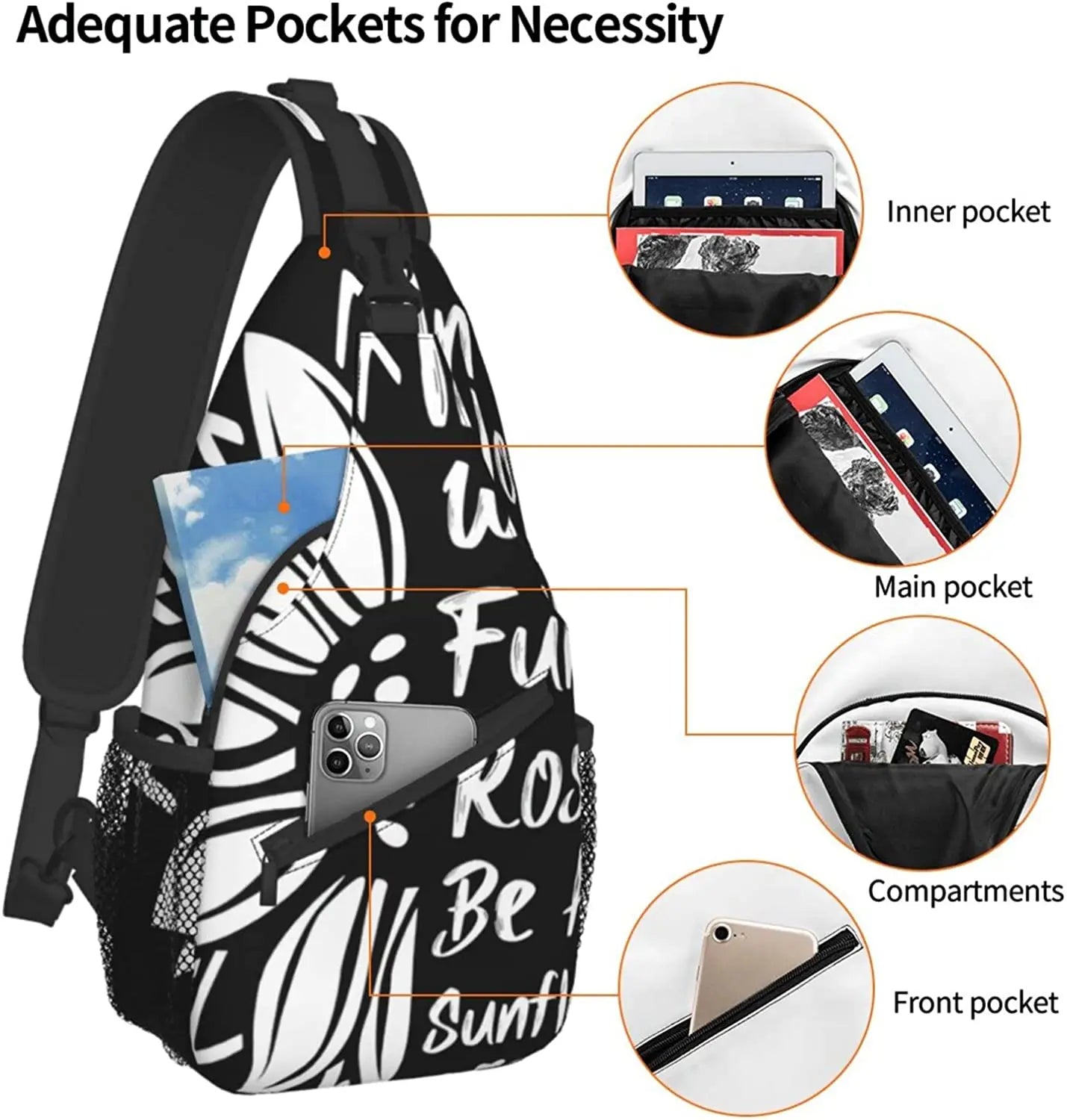 Sunflower Sling Bag Chest Bag Crossbody for Men Women