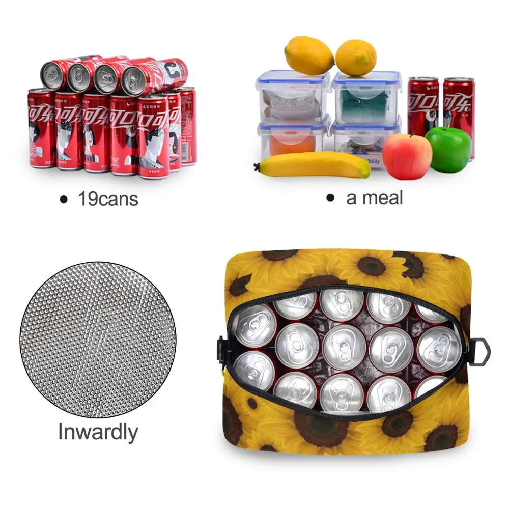 Sunflower Insulated Lunch Box Tote Bag for Men Women