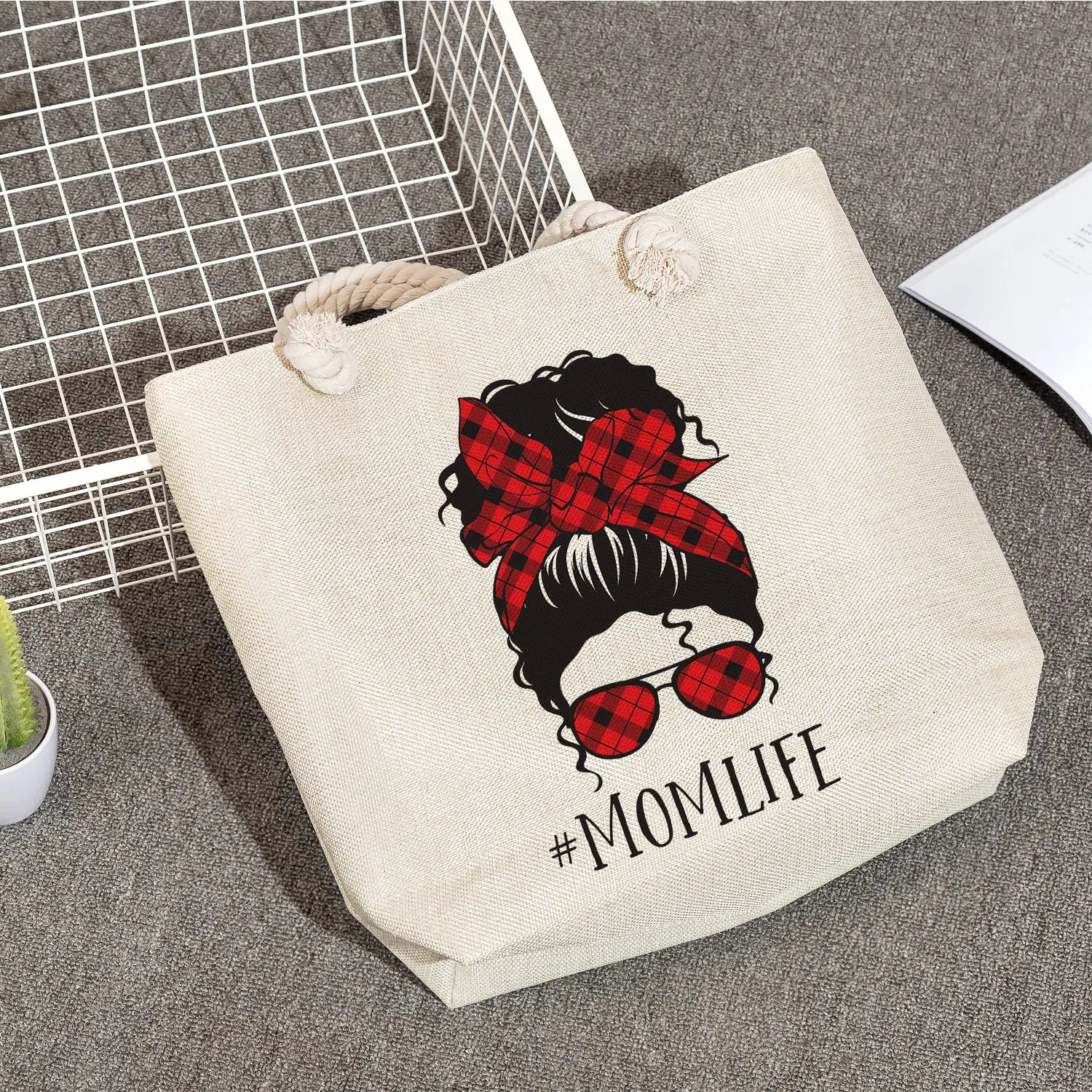 Sunglasses Girl Handbag Foldable Shopping Bag