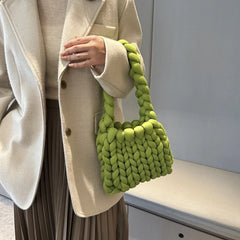 Coarse Wool Hand Woven Winter Girl Top-handle Handbag