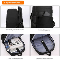 Light Oxford USB Charging Laptop Men Backpack Waterproof Travel Backpack