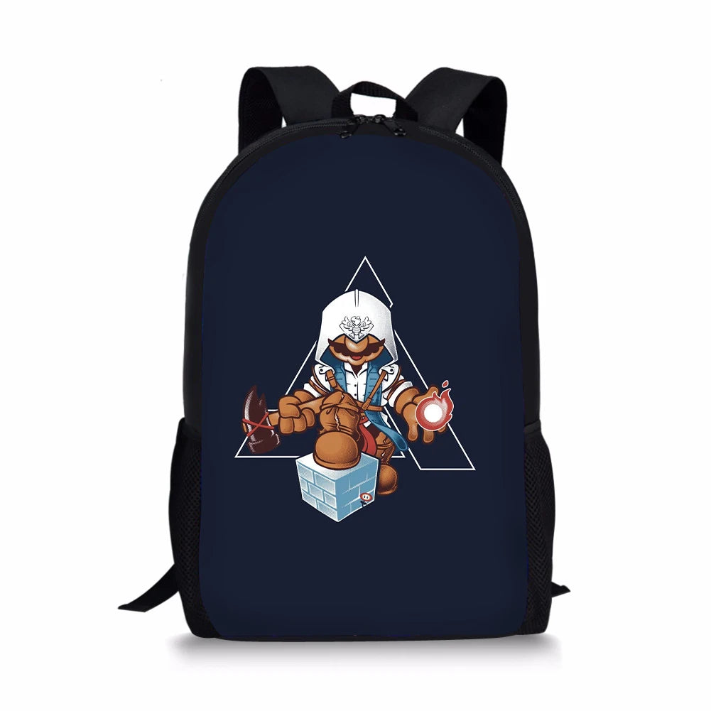 Super-Mario Element Printing School Backpack Personalized Daypack for Teen