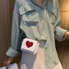 Heart Chain Crossbody Bag for Women Box Flap Clutch Purse