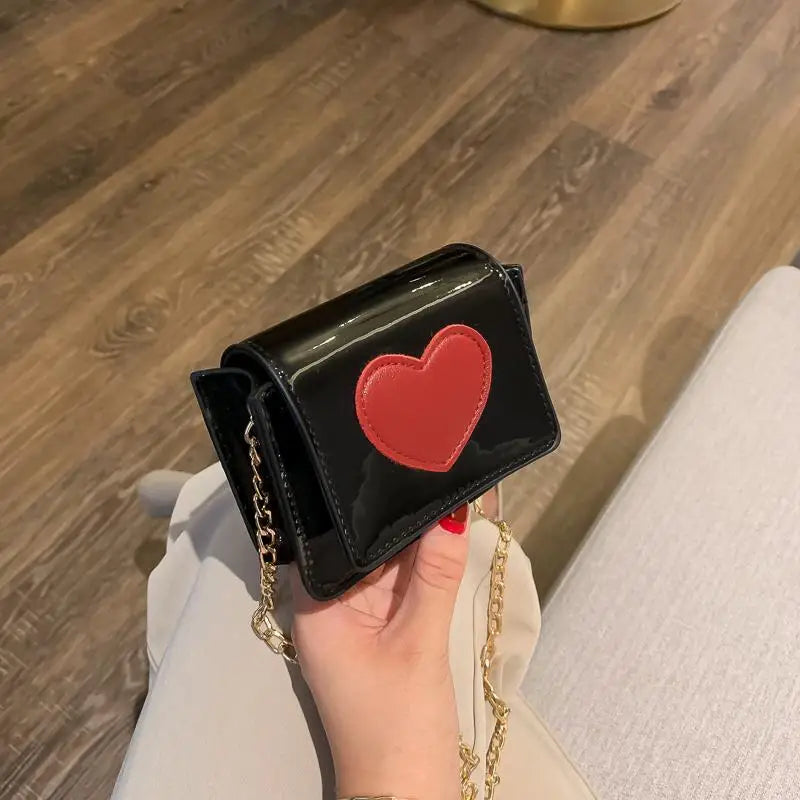 Heart Chain Crossbody Bag for Women Box Flap Clutch Purse