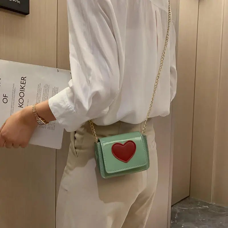 Heart Chain Crossbody Bag for Women Box Flap Clutch Purse