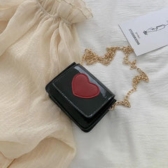 Heart Chain Crossbody Bag for Women Box Flap Clutch Purse