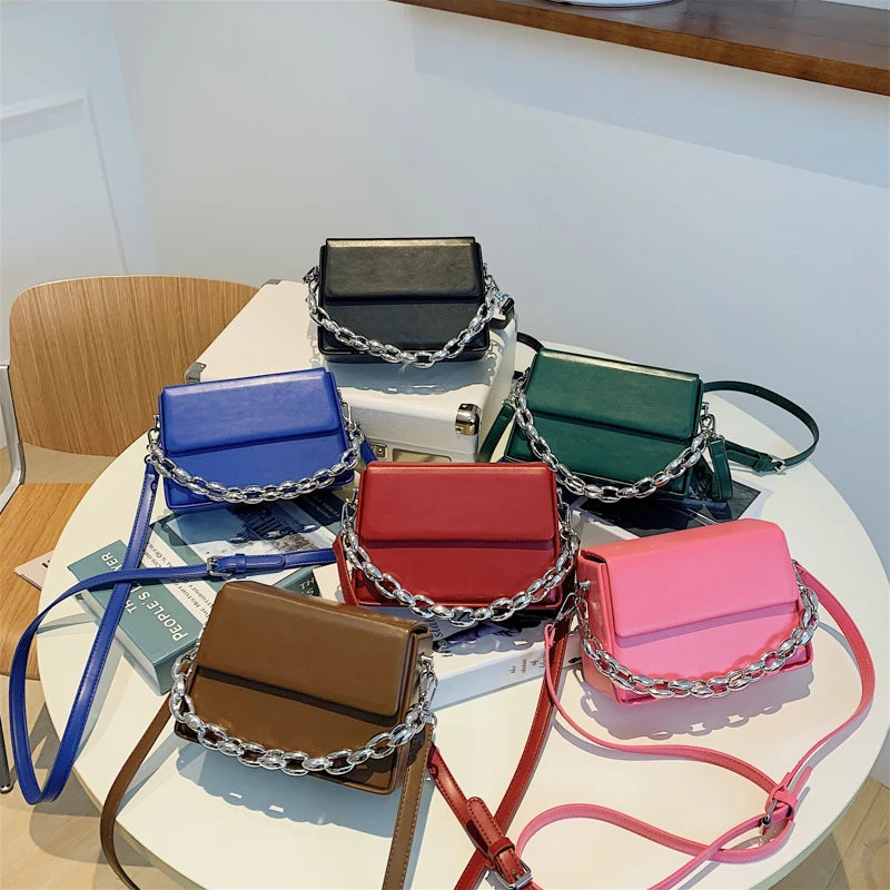Mini Lipstick Bags Folds PU Leather Shoulder Bags for Women