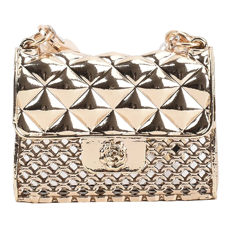 Metal Crossbody Bags For Women Beading Chain Shoulder Handbags