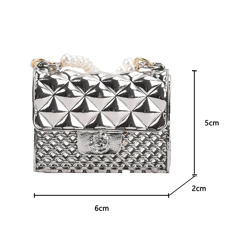 Metal Crossbody Bags For Women Beading Chain Shoulder Handbags
