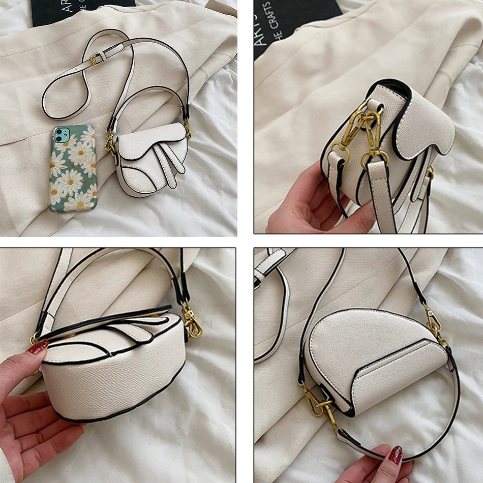 Mini Women's Lipstick Box Saddle Bag PU Leather Shoulder Crossbody Tassel Sac