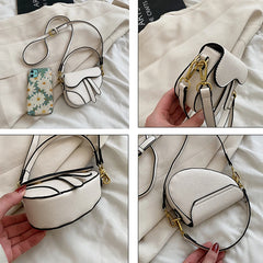 Mini Women's Lipstick Box Saddle Bag PU Leather Shoulder Crossbody Tassel Sac