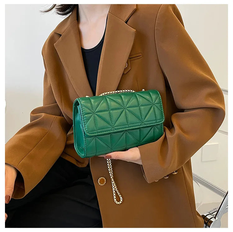 Quilted Small Flap PU Leather Crossbody Bag for Women