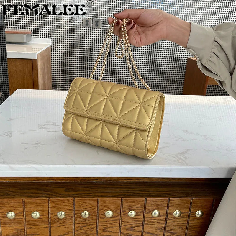 Quilted Small Flap PU Leather Crossbody Bag for Women