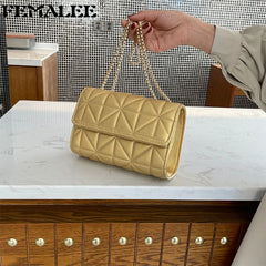 Quilted Small Flap PU Leather Crossbody Bag for Women
