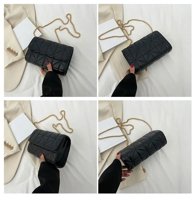 Quilted Small Flap PU Leather Crossbody Bag for Women