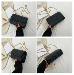 Quilted Small Flap PU Leather Crossbody Bag for Women