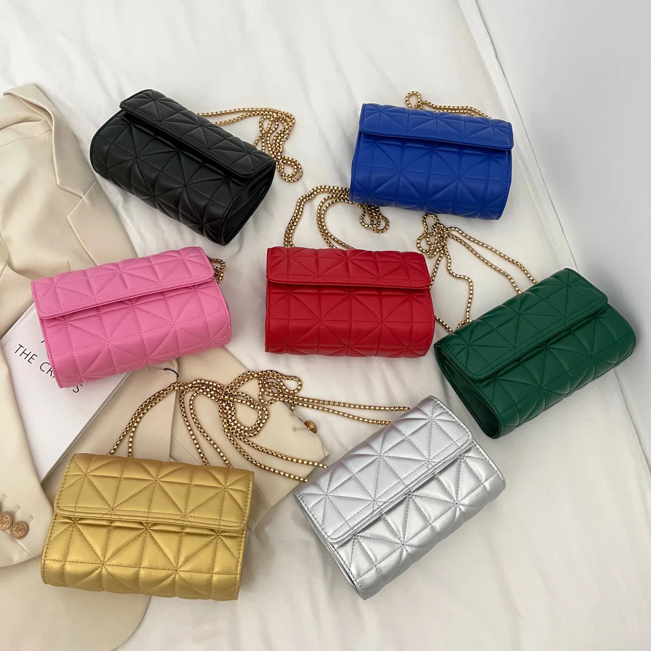 Quilted Small Flap PU Leather Crossbody Bag for Women