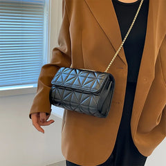 Quilted Small Flap PU Leather Crossbody Bag for Women