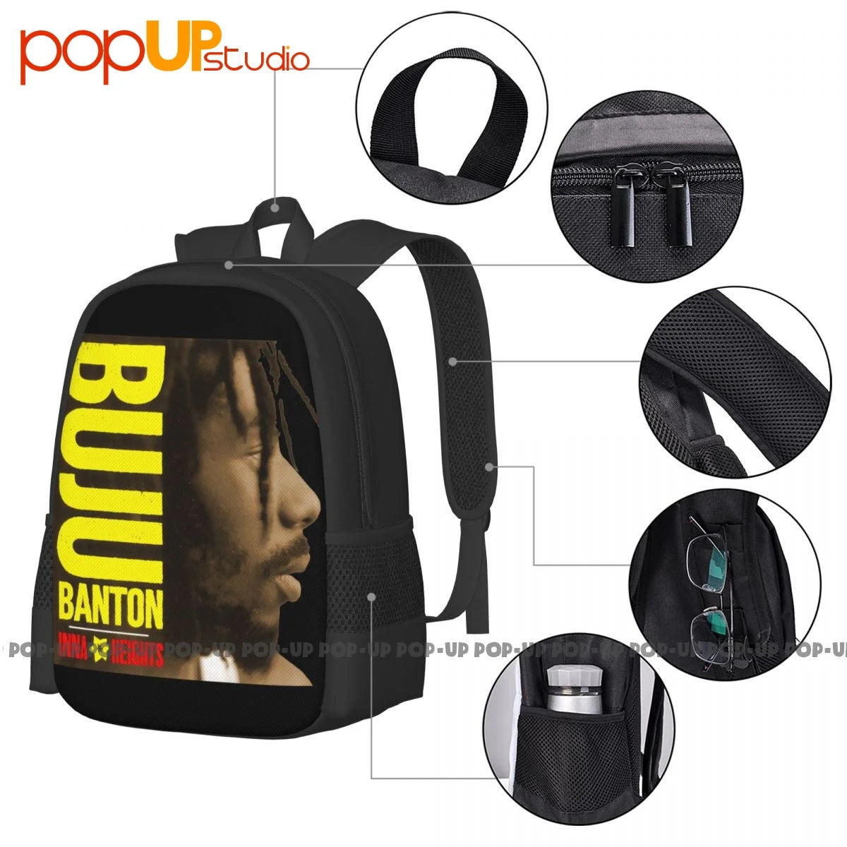 Rare Buju Banton Rap Backpack Large Capacity School Portable Storage Bag