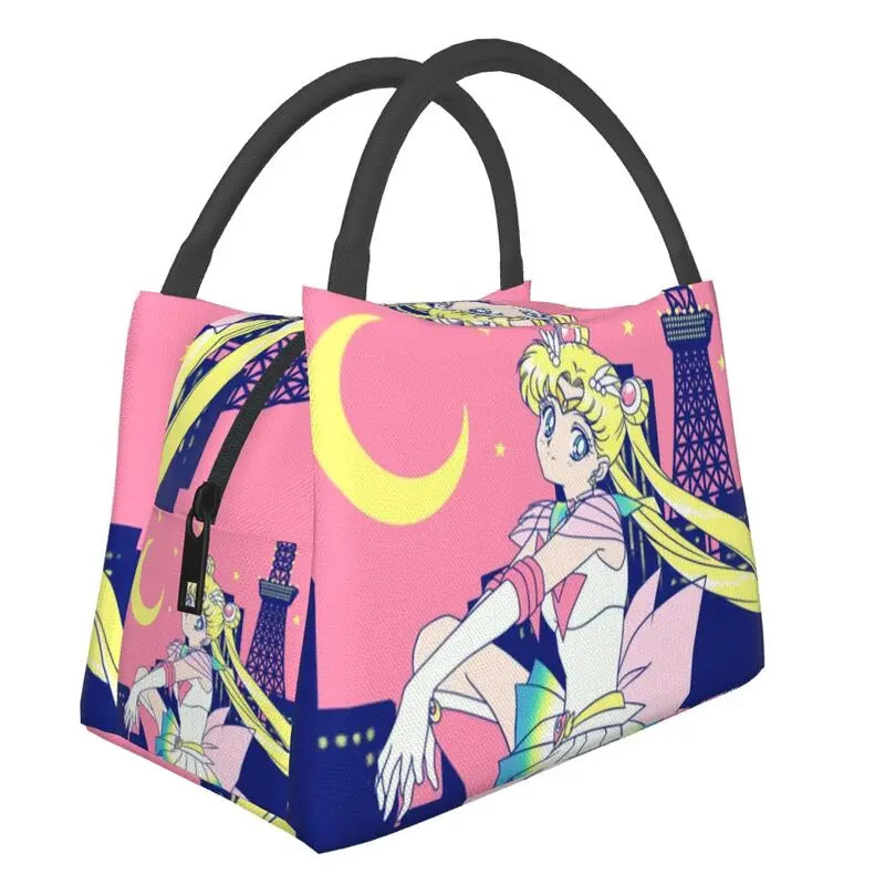 Sailors Moon Insulated Lunch Bags Tokyo City Lights Reusable Cooler