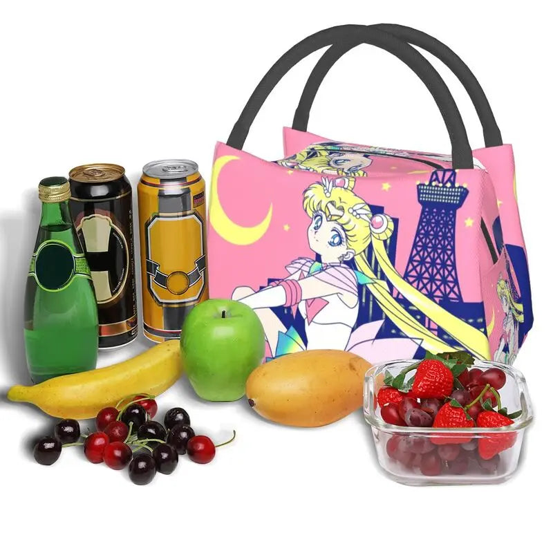 Sailors Moon Insulated Lunch Bags Tokyo City Lights Reusable Cooler