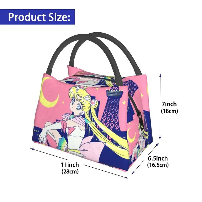 Sailors Moon Insulated Lunch Bags Tokyo City Lights Reusable Cooler