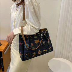 Vintage Printing Flowers Top Women Shoulder Shopping Bags Women's Handbags Purse