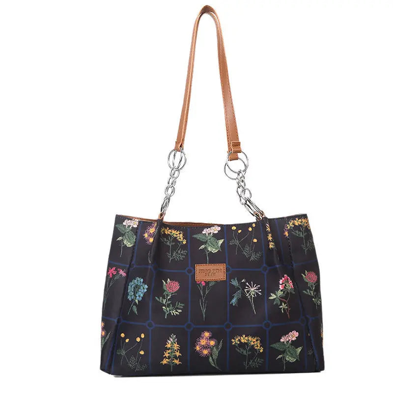 Vintage Printing Flowers Top Women Shoulder Shopping Bags Women's Handbags Purse