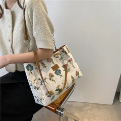Vintage Printing Flowers Top Women Shoulder Shopping Bags Women's Handbags Purse