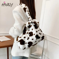 Fire Cow Pattern Bag Hong Kong Plush Tote Bag Large Capacity Handbag