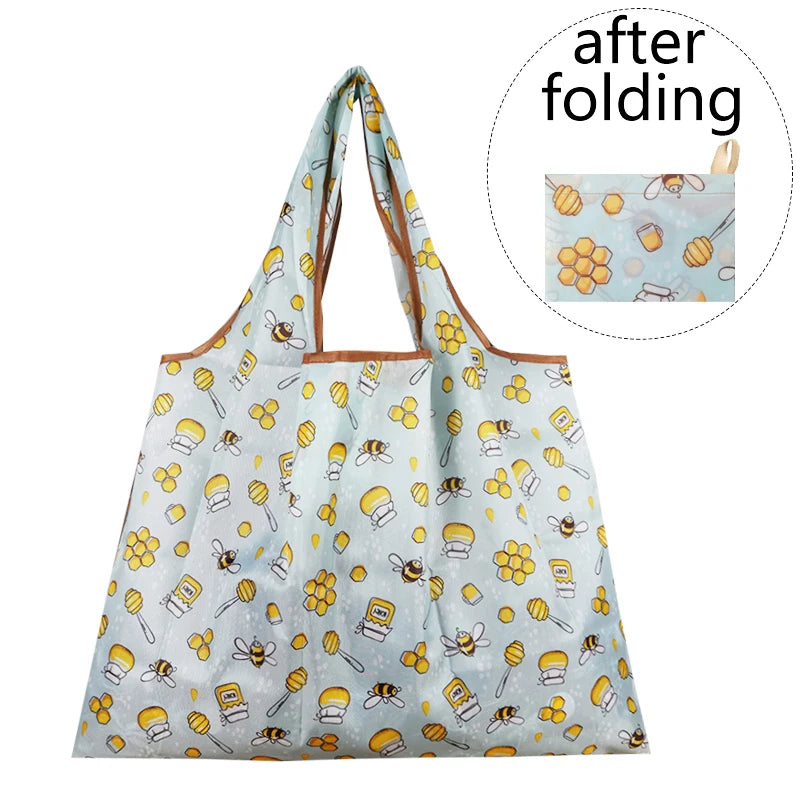 Reusable Nylon Eco Shopping Bag Vegetable Fruit Animal Flower Beach Cartoon Gift