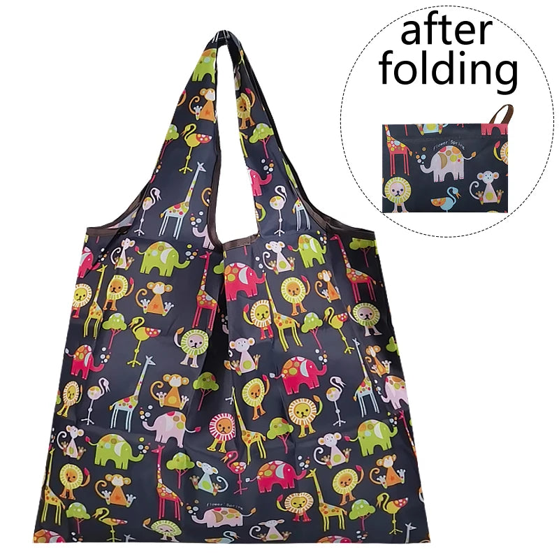 Reusable Nylon Eco Shopping Bag Vegetable Fruit Animal Flower Beach Cartoon Gift