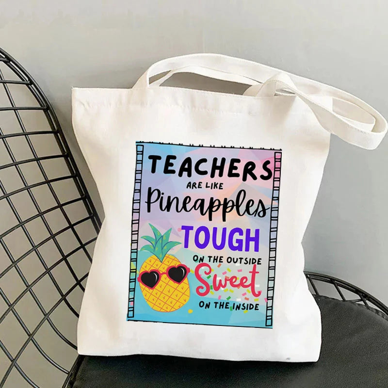 Funny Teacher Voice Printed Tote Bag - Harajuku Shopper Handbag