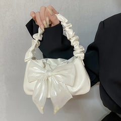 Sweet Bow Women Underarm Bag Pleated Handle Female Small Shoulder Bags Handbags