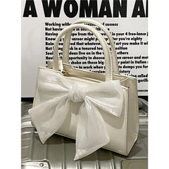 Sweet Bowknot Women Small Square Shoulder Bag Flap PU Leather Clutch