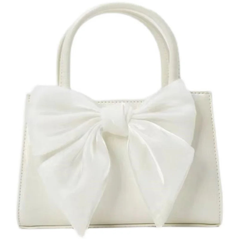 Sweet Bowknot Women Small Square Shoulder Bag Flap PU Leather Clutch