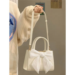 Sweet Bowknot Women Small Square Shoulder Bag Flap PU Leather Clutch