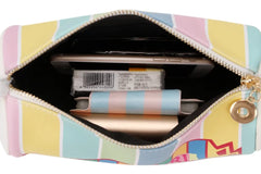 Sweet Candy Embroidered Letters Stripe Pu Ladies Clutch Bag