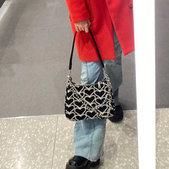 Vintage Style Embroidery Women Crossbody Bag Chain Small Shoulder Bag