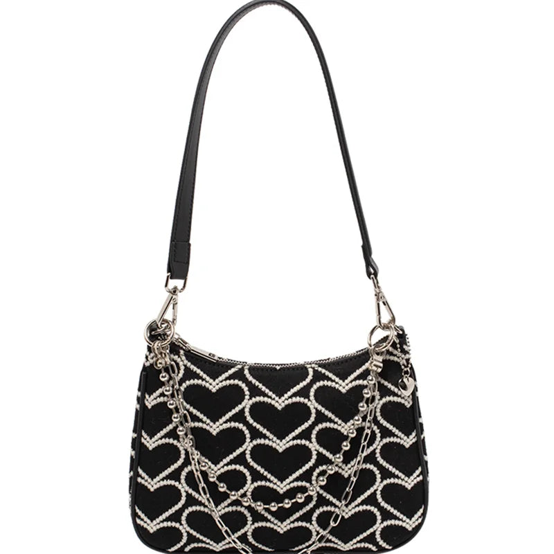 Vintage Style Embroidery Women Crossbody Bag Chain Small Shoulder Bag