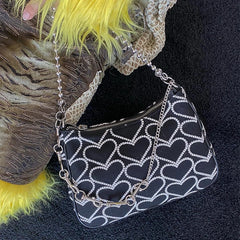 Vintage Style Embroidery Women Crossbody Bag Chain Small Shoulder Bag