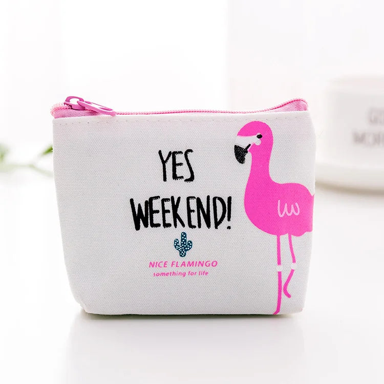 Flamingo Coin Purse Women Mini Clutch Change Wallet