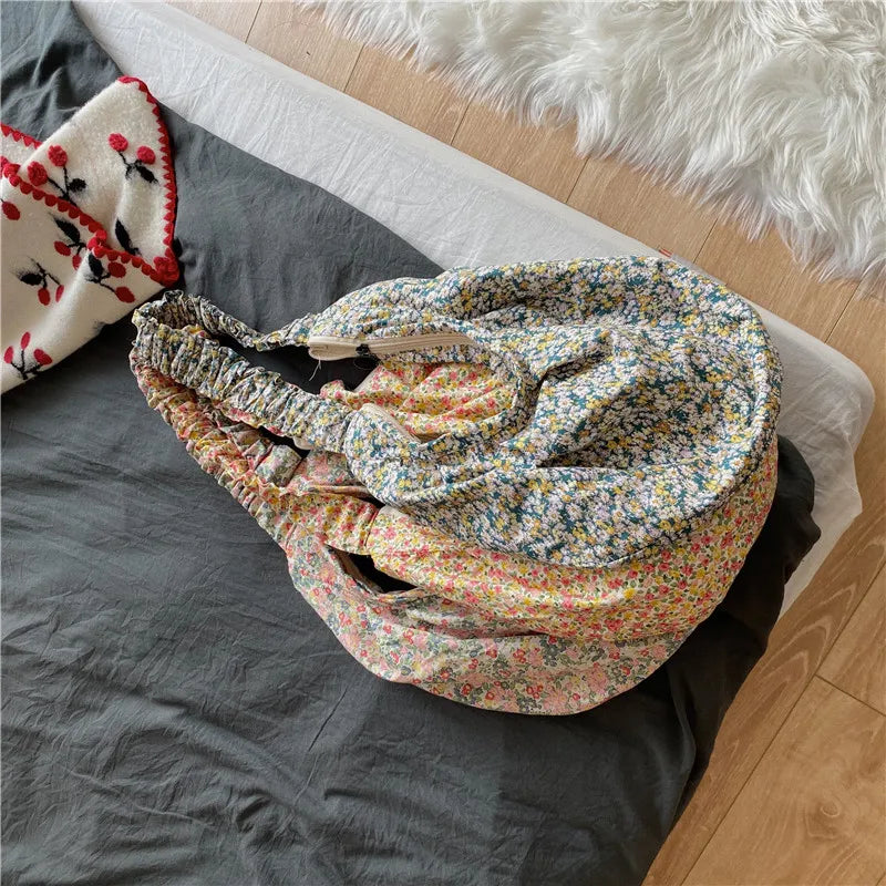 Sweet Floral Canvas Shoulder Bag Women Large Capacity Tote Vintage Purses