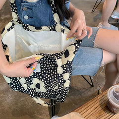 Purple Flower Canvas Shopper Handbag for Women Girls