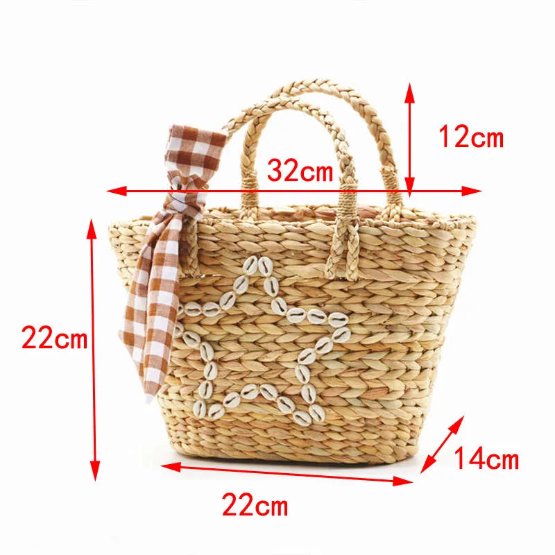 Sweet Girl Straw Rattan Bag & Knitting Scarf Set