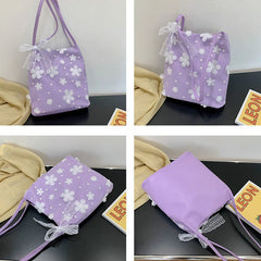 Sweet Lace Flowers Shoulder Bags Women Mori Girls PU Leather School Multi-functi
