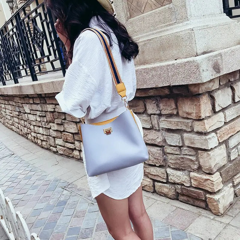 Sweet Lady Bucket Bag PU Leather Crossbody Bags For Women