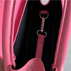 Sweet Pink Plaid Girly Tote Purse Handbags PU Leather Top Handle Crossbody Bag